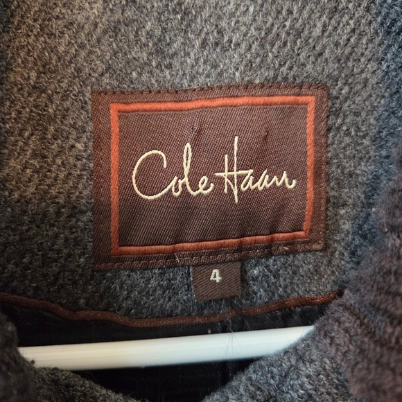 Cole Haan Womens Wool Blend Knit Coat Gray Size 4 Lined Toggle Chic Luxury Warm - Picture 3 of 15